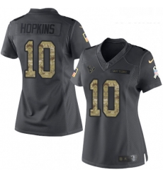 Womens Nike Houston Texans 10 DeAndre Hopkins Limited Black 2016 Salute to Service NFL Jersey