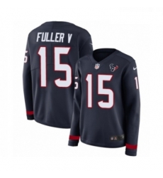 Womens Nike Houston Texans 15 Will Fuller V Limited Navy Blue Therma Long Sleeve NFL Jersey