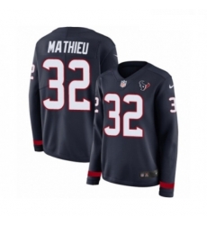 Womens Nike Houston Texans 32 Tyrann Mathieu Limited Navy Blue Therma Long Sleeve NFL Jersey