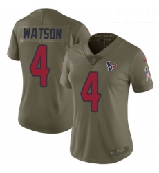 Womens Nike Houston Texans 4 Deshaun Watson Limited Olive 2017 Salute to Service NFL Jersey