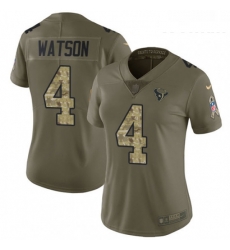 Womens Nike Houston Texans 4 Deshaun Watson Limited OliveCamo 2017 Salute to Service NFL Jersey