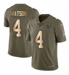 Youth Nike Houston Texans 4 Deshaun Watson Limited OliveGold 2017 Salute to Service NFL Jersey