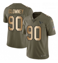 Youth Nike Houston Texans 90 Jadeveon Clowney Limited OliveGold 2017 Salute to Service NFL Jersey