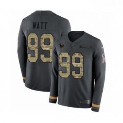 Youth Nike Houston Texans 99 JJ Watt Limited Black Salute to Service Therma Long Sleeve NFL Jersey