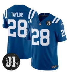 Men Indianapolis Colts 28 Jonathan Taylor Blue 2025 F U S E Jim Irsay Patch Vapor Limited Stitched Football Jersey Men Indianapolis Colts 28 Jonathan Taylor Blue 2025 F U S E Jim Irsay Patch Vapor Limited Stitched Football Jersey