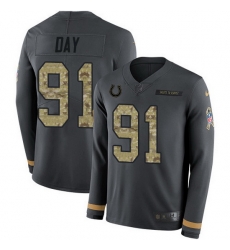 Nike Colts 91 Sheldon Day Anthracite Salute to Service Men Stitched NFL Limited Therma Long Sleeve Jersey