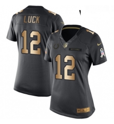 Womens Nike Indianapolis Colts 12 Andrew Luck Limited BlackGold Salute to Service NFL Jersey