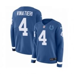 Womens Nike Indianapolis Colts 4 Adam Vinatieri Limited Blue Therma Long Sleeve NFL Jersey