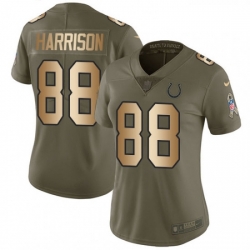 Womens Nike Indianapolis Colts 88 Marvin Harrison Limited OliveGold 2017 Salute to Service NFL Jersey