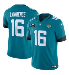 Men Jacksonville Jaguars 16 Trevor Lawrence Teal With 4 Star C Patch Vapor Untouchable Limited Stitched Jersey