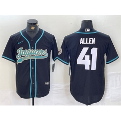 Men Jacksonville Jaguars 41 Josh Allen Black With Patch Cool Base Stitched Baseball Jersey