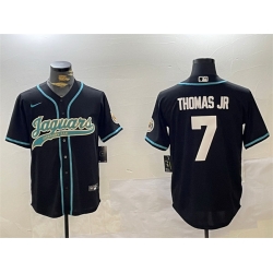 Men Jacksonville Jaguars 7 Brian Thomas Jr Black With Patch Cool Base Stitched Baseball Jersey