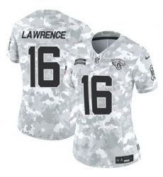 Women Jacksonville Jaguars 16 Trevor Lawrence 2024 F U S E Arctic Camo Salute To Service Limited Stitched Football Jersey