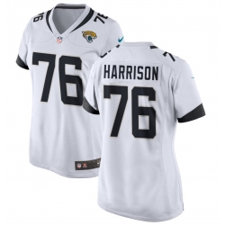 Women Jacksonville Jaguars 76 Anton Harrison White 2023 Draft Stitched Jersey