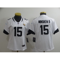 Women Jaguars 15 Gardner Minshew II White Vapor Untouchable Limited Jersey