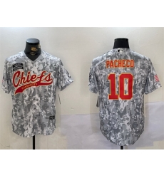 Men Kansas City Chiefs 10 Isiah Pacheco 2024 Arctic Camo Salute To Service Stitched Baseball Jersey