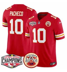 Men Kansas City Chiefs 10 Isiah Pacheco Red F U S E  2024 AFC West Division Champions Vapor Limited Stitched Football Jersey