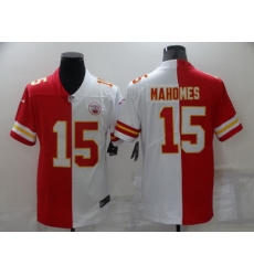 Men Kansas City Chiefs 15 Patrick Mahomes Red White Split Vapor Limited Stitched Jersey