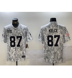 Men Kansas City Chiefs 87 Travis Kelce 2024 F U S E Arctic Camo Salute To Service Limited Stitched Football Jersey