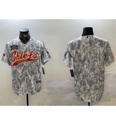 Men Kansas City Chiefs Blank 2024 Arctic Camo Salute To Service Stitched Baseball Jersey