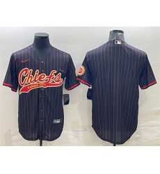 Men Kansas City Chiefs Blank Black With Patch Cool Base Stitched Baseball Jersey