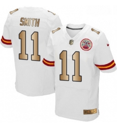 Men Nike Kansas City Chiefs 11 Alex Smith Elite WhiteGold NFL Jersey