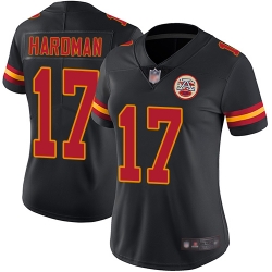 Chiefs 17 Mecole Hardman Black Women Stitched Football Limited Rush Jersey