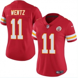 Women Kansas City Chiefs 11 Carson Wentz Red Vapor Untouchable Limited Stitched Jersey