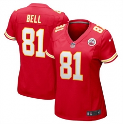 Women Kansas City Chiefs 81 Blake Bell Red Stitched Jersey  Run Small