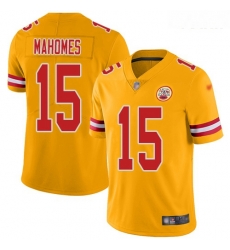 Chiefs #15 Patrick Mahomes Gold Youth Stitched Football Limited Inverted Legend Jersey