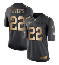 Nike Chiefs #22 Marcus Peters Black Youth Stitched NFL Limited Gold Salute to Service Jersey