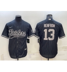 Men Las Vegas Raiders 13 Hunter Renfrow Black With Patch Cool Base Stitched Baseball Jersey