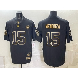 Men Las Vegas Raiders  15 Fernando Mendoza Black Gold F U S E  65th Anniversary Patch Vapor Untouchable Limited Stitched Football Jersey