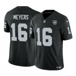 Men Las Vegas Raiders 16 Jakobi Meyers Black 2024 F U S E 65th Anniversary Patch Vapor Stitched Football Jersey