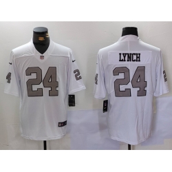 Men   Las Vegas Raiders 24 Marshawn Lynch White Vapor Untouchable Limited Stitched Jersey