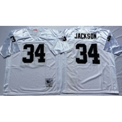 Men Las Vegas Raiders 34 Bo Jackson White M&N Throwback Jersey