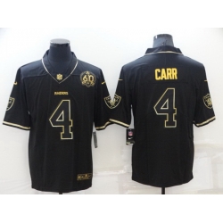 Men Las Vegas Raiders 4 Derek Carr Black Gold With 60th Anniversary Patch Vapor Limited Stitched jersey