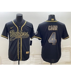 Men Las Vegas Raiders 4 Derek Carr Black Gold With Patch Cool Base Stitched Baseball Jersey