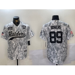 Men Las Vegas Raiders 89 Brock Bowers 2024 Arctic Camo Salute To Service Stitched Baseball Jersey 1