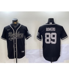 Men Las Vegas Raiders 89 Brock Bowers Black Cool Base Stitched Baseball Jersey 5