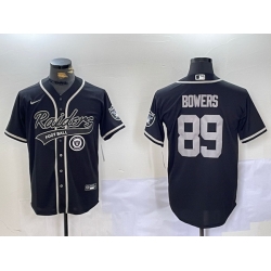 Men Las Vegas Raiders 89 Brock Bowers Black Cool Base Stitched Baseball Jersey 7