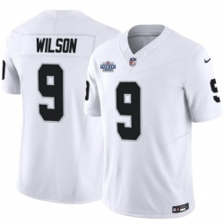 Men Las Vegas Raiders 9 Tyree Wilson White 2023 F U S E  With Prem1ere Patch Vapor Untouchable Limited Stitched Football Jersey