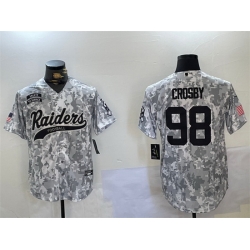 Men Las Vegas Raiders 98 Maxx Crosby 2024 Arctic Camo Salute To Service Stitched Baseball Jersey