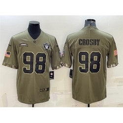 Men Las Vegas Raiders 98 Maxx Crosby Olive 2022 Salute To Service Limited Stitched Jersey