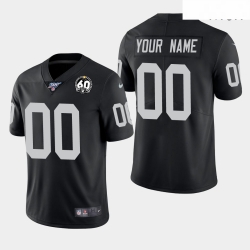 Men Oakland Raiders 00 Custom 60th Anniversary Vapor Limited Jersey   Black