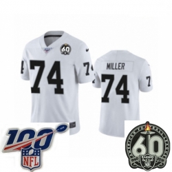 Men Oakland Raiders #74 Kolton Miller White 60th Anniversary Vapor Untouchable Limited Player 100th Season Football Jersey