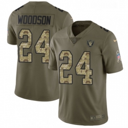 Mens Nike Oakland Raiders 24 Charles Woodson Limited OliveCamo 2017 Salute to Service NFL Jersey