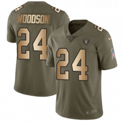 Mens Nike Oakland Raiders 24 Charles Woodson Limited OliveGold 2017 Salute to Service NFL Jersey