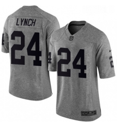 Mens Nike Oakland Raiders 24 Marshawn Lynch Limited Gray Gridiron NFL Jersey