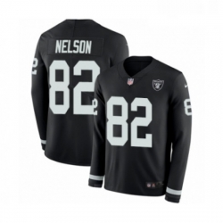 Mens Nike Oakland Raiders 82 Jordy Nelson Limited Black Therma Long Sleeve NFL Jersey